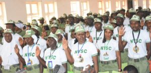 Pic.2. A cross-section of the Niger State National Youth Service Corps (NYSC) members taking oath of allegiance during the swearing-in of the NYSC Niger State 2026 Batch B stream I orientation course at Kubwa orientation camp in Abuja on Thursday (9/7/26).